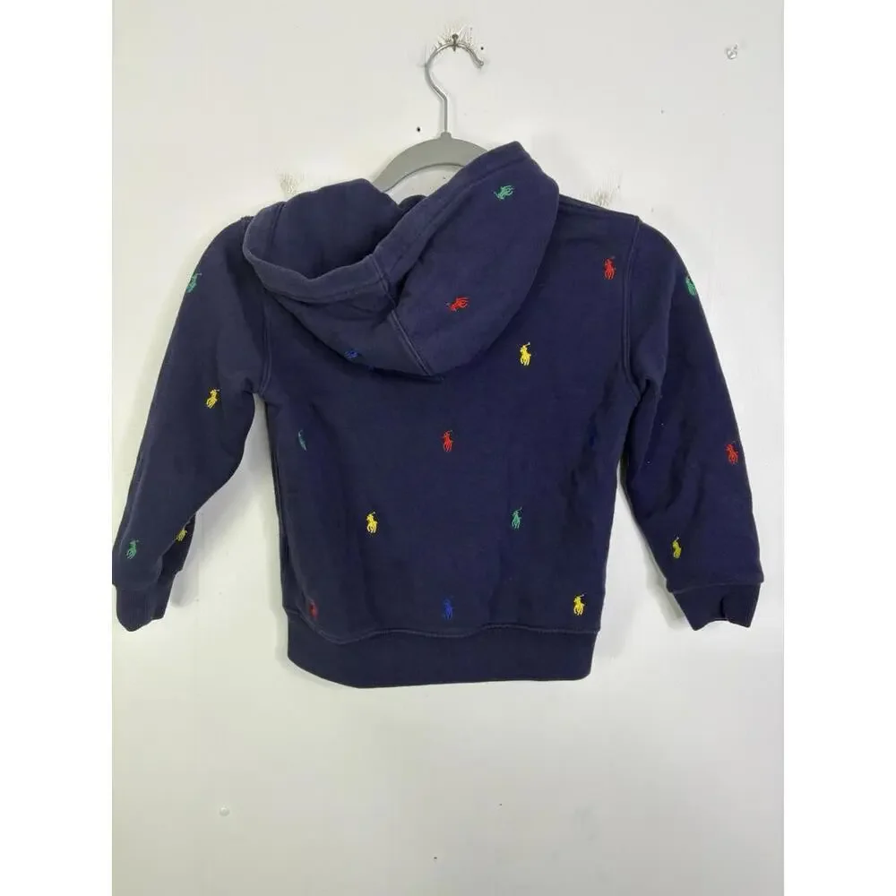 Polo Ralph Lauren Jacket Kids 6 All Over Pony Colorful Full Zip Hood Sweatshirt